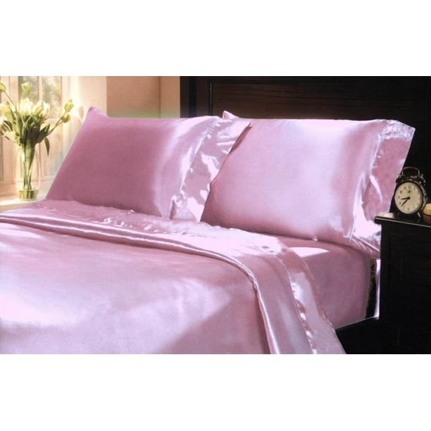 Luxurious 100% silk charmeuse Fitted Bottom sheet King Pale Pink deep pocket 